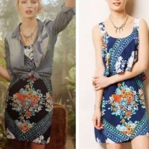 Anthropologie Floral Blue Dress